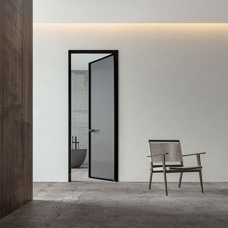 Narrow Frame Single Glass Bathroom Aluminium Door